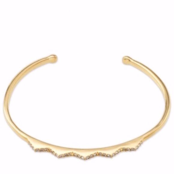 Stella & Dot Pavé Chevron Cuff Bracelet ~ Goldtone Crystal - Picture 5 of 6